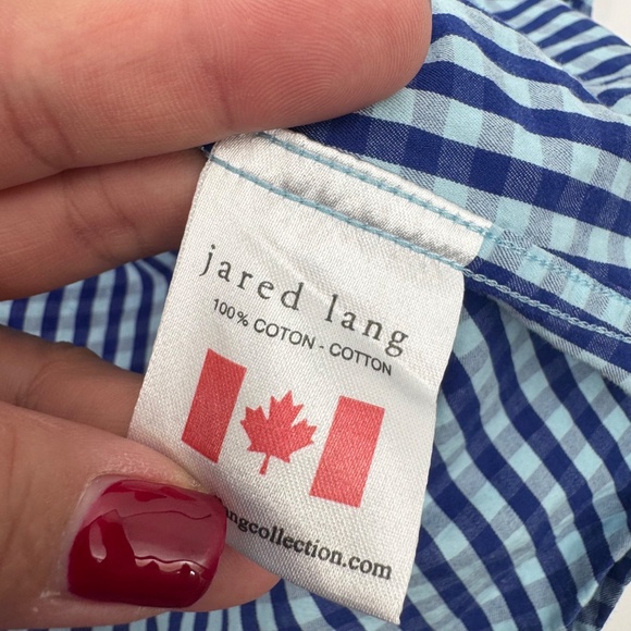 Jared Lang Shirt Men 3XL Blue Check Long Sleeve Button Up Lightweight Cotton - Picture 7 of 12
